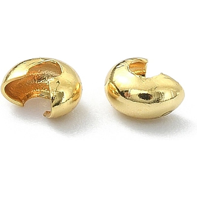 Couvre perles à sertir en laiton, plaqué or 18K, 4x3x2mm, trou: 1.5mm — Perles à bijoux