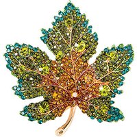 Autumn Maple Leaf Light Gold Alloy Rhinestone Brooch Pin — Brooches