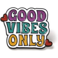 Good Vibes Only Enamel Brooches in Black Alloy