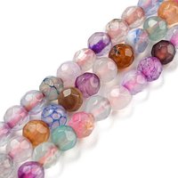 Fils de perles d'agate naturelle, rondes facettées, bleu royal, 4mm — Perles à bijoux