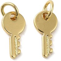 Rack Plating Brass Cubic Zirconia Key Charm with Jump Ring — Charms & Pendants