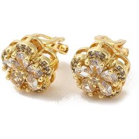 Boucles d'oreilles clip-on tournesol en laiton plaqué or 18K Rack Plating — Bijoux fantaisie