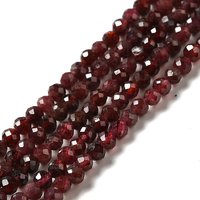Brins de Perles de Grenat Naturel, Ronde Facettée, 3-3.5mm, 38cm — Perles à bijoux