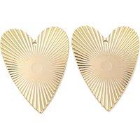 Pendentif en laiton en forme de cœur, plaqué or 18K, 30x23mm — Breloques et pendentifs