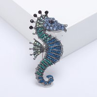Broche en alliage avec strass, motif hippocampe pour femmes — Broches