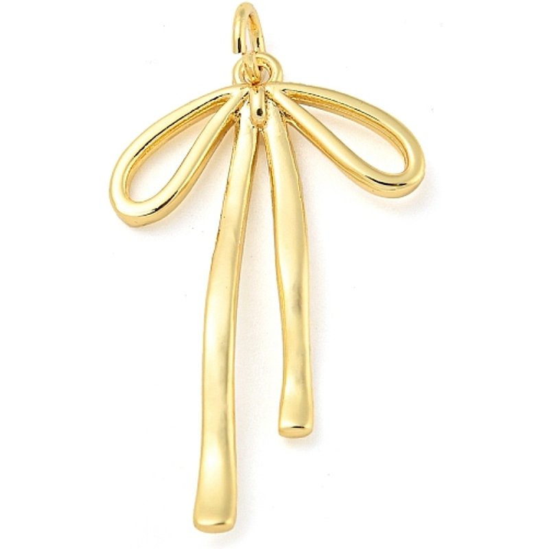 Rack Plating Brass Pendants with Bowknot and Jump Ring — Charms & Pendants