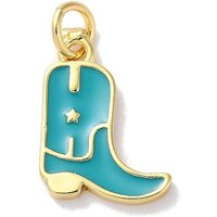 Cowboy Boot Charm in Medium Turquoise with Jump Ring