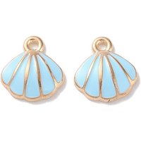 Alloy Enamel Shell Shape Pendant in Light Steel Blue — Charms & Pendants
