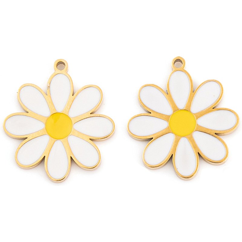 Pendentif en Acier Inoxydable 304 avec Émail et Plaqué Or 18K — Breloques et pendentifs
