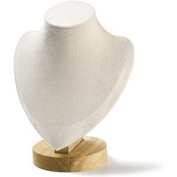 Support d'affichage de colliers en microfibre Desktio avec base en bois — Rangement et présentation