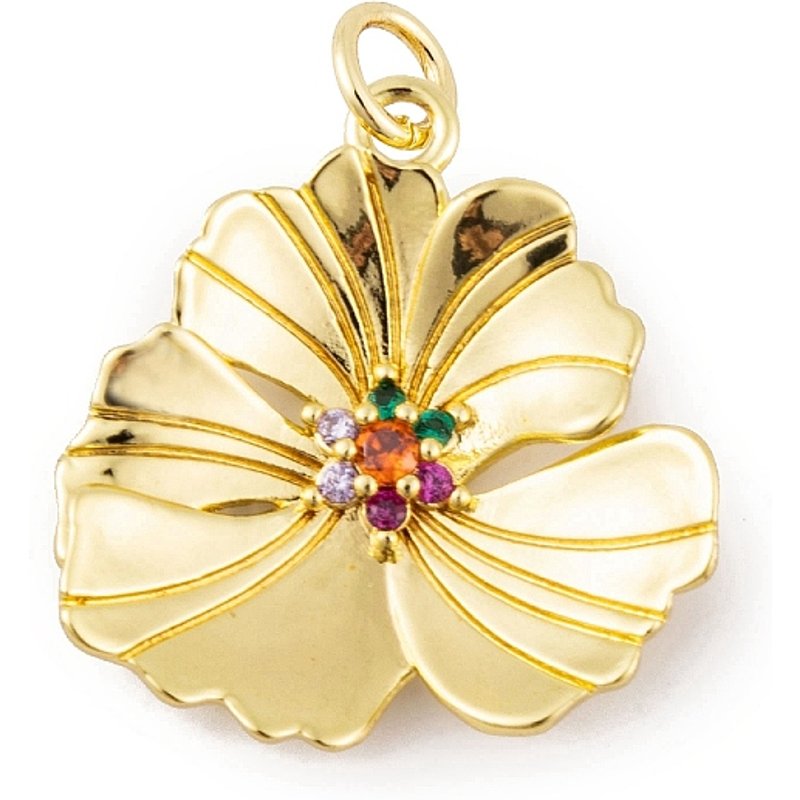 Rack Plating Brass Micro Pave Cubic Zirconia Flower Pendants — Charms & Pendants