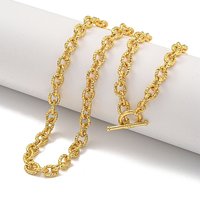 Twist Oval Brass Cable Chain Necklace for Women, 18K Gold Plated — Pendant Necklace