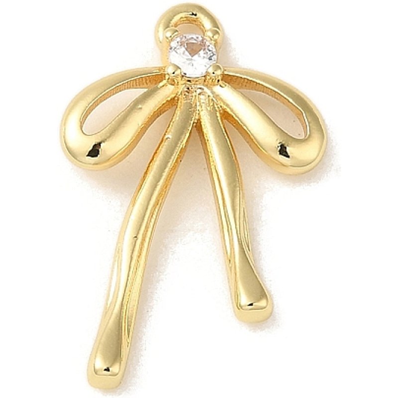 Rack Plating Brass Pendant with Clear Cubic Zirconia Bowknot — Charms & Pendants