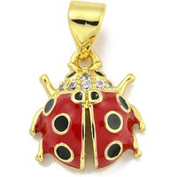Rack Plating Ladybug Pendant with Clear Cubic Zirconia