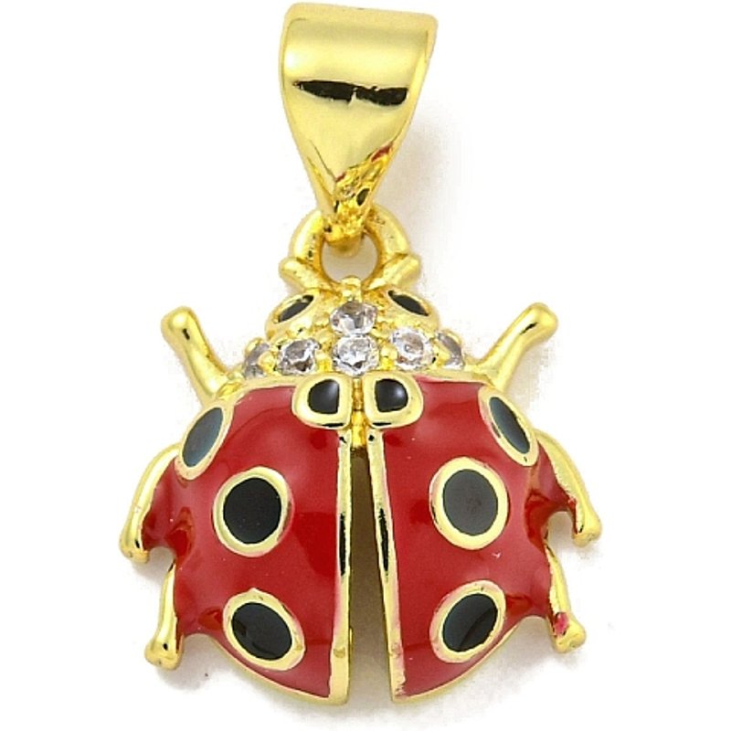 Pendentif Coccinelle Rack Plating avec Zirconia Cubique Clair — Breloques et pendentifs
