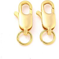 Attaches de homard en laiton avec anneaux, plaqué or 18K — Accessoires pour bijoux