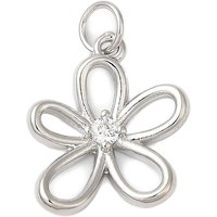 Rack Plating Brass Flower Pendant with Clear Cubic Zirconia