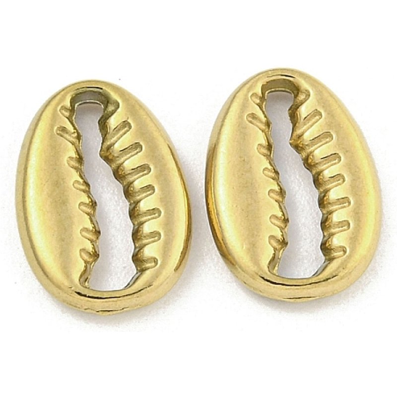Charm en Acier Inoxydable 304 en Forme de Coquillage Cowrie, Plaqué Or 18K — Breloques et pendentifs