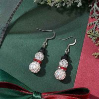 304 Stainless Steel Dangle Earrings with Brass and Polymer Clay Beads — Costume Jewelry