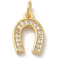 Rack Plating Brass Clear Cubic Zirconia Horse Shoe Pendant — Charms & Pendants