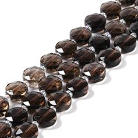 Natural Smoky Quartz Beads Strands with Seed Beads, Faceted Hexagonal Cut — Jewelry Beads