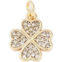 Rack Plating Four Leaf Clover Charm with Jump Ring, 18K Gold Plated — Charms & Pendants
