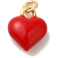 Brass Enamel Heart Charm with Jump Ring, 18K Gold Plated — Charms & Pendants