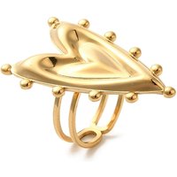 Bague en Acier Inoxydable 304 en Forme de Cœur, Plaqué Or 18K — Bijoux fantaisie