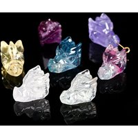 Perles Sculptées en Fluorite Naturelle, Dragon, 15x11mm — Perles à bijoux