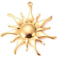 Golden Stainless Steel Sun Pendant 35x33mm