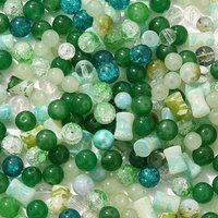 Mixed Style Glass Beads, Round, Dark Green, 8-10mm — Jewelry Beads