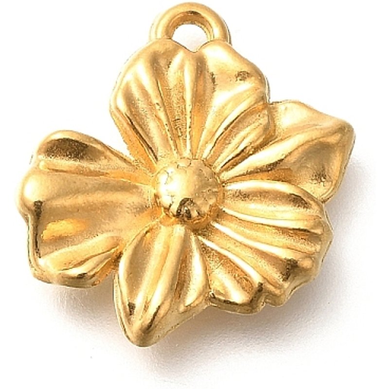 Pendentif en acier inoxydable 304 avec charme fleur Ion Plating — Breloques et pendentifs