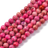 Brins de perles en jaspe Regalite teinté, rond, rose profond, 6mm — Perles à bijoux