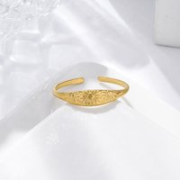 Bagues ouvertes ajustables en acier inoxydable 304 Flower pour femmes — Bijoux fantaisie