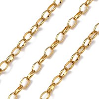 Chaînes de câble en acier inoxydable 304 avec bobine, plaquées or 18K