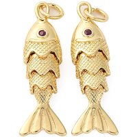 Rack Plating Sardine Fish Charms with Micro Pave Cubic Zirconia