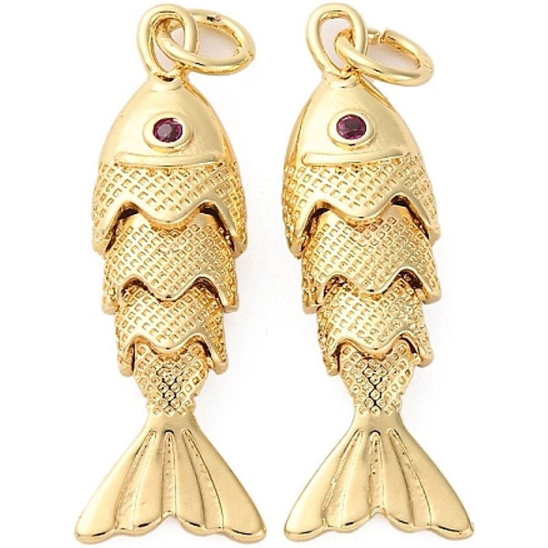 Charms de Poisson Sardine Rack Plating avec Cubic Zirconia Micro Pave — Breloques et pendentifs
