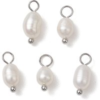 Natural Freshwater Pearl Potato Charms with Brass Loops