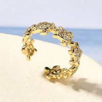 Brass Micro Pave Clear Cubic Zirconia Cuff Rings for Women