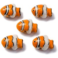 Handmade Porcelain Fish Beads in Dark Orange — Jewelry Beads
