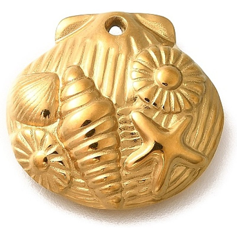 304 Stainless Steel Shell Pendant with Starfish and Conch Charm — Charms & Pendants