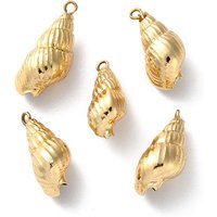 Electroplated Natural Conch Shell Pendants, Golden Shell Charms — Charms & Pendants
