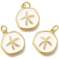 Pendentif en Émail de Laiton avec Charms Étoile de Mer, Plaqué Or 18K — Breloques et pendentifs