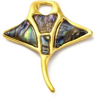 304 Stainless Steel Manta Ray Fish Charms with Paua Shell Pendant