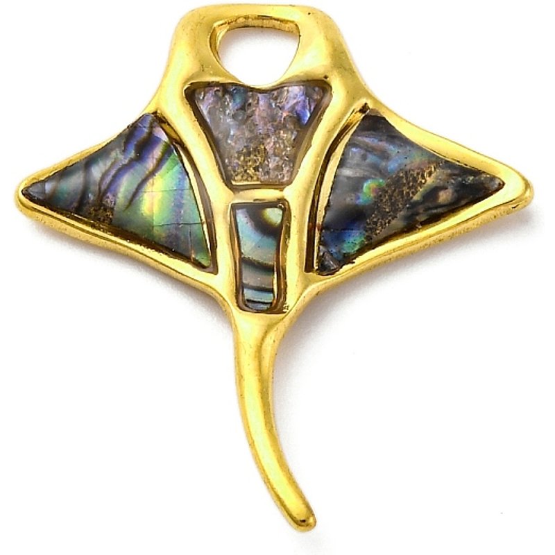 304 Stainless Steel Manta Ray Fish Charms with Paua Shell Pendant — Charms & Pendants