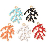 Alloy Enamel Branch Charms - Cadmium, Nickel, and Lead Free