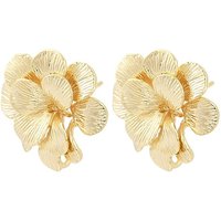 Brass Stud Earring Findings with Loop, Flower, 18K Gold Plated — Jewelry Findings