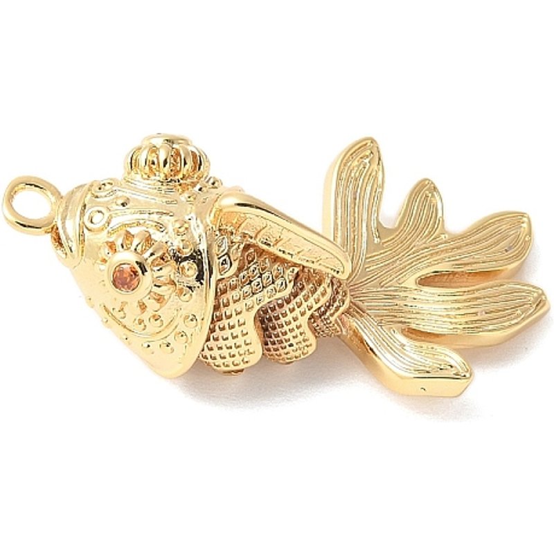 Charms de Poisson Sardine en Zircon Cubique Pave en Laiton — Breloques et pendentifs