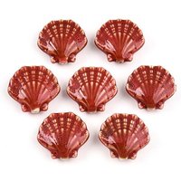 Perles en Porcelaine Fait Main, Forme de Coquillage, Saumon