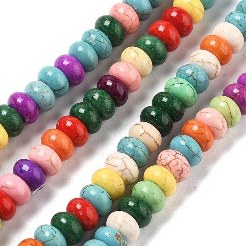 Synthetic Turquoise Beads Strands, Rondelle/Disc, Mixed Colors — Jewelry Beads